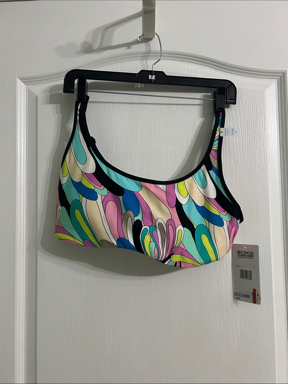 COCO Contours Women's Multicolor Scoop Bikini Top - Pastel Teardrop Print